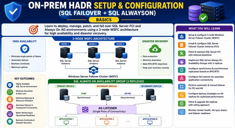 livesession | On-prem HADR Setup & Configuration (SQL Failover + SQL AlwaysOn) || BASICS